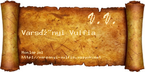 Varsányi Vulfia névjegykártya